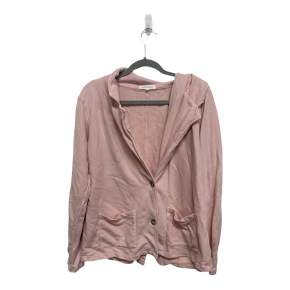 Mododoc Pink Blazer Style Cardigan 100% Cotton Button Front Size Medium - Picture 1 of 6